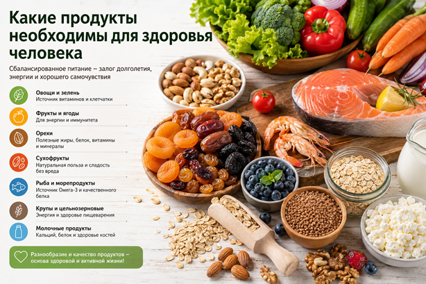 Какие продукты необходимы для здоровья человека